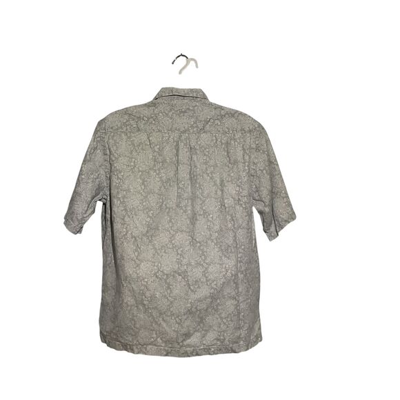 Thomas Dean Size LG Blue White Paisley Print Short Sleeve Button Down Mens Shirt - Picture 3 of 7